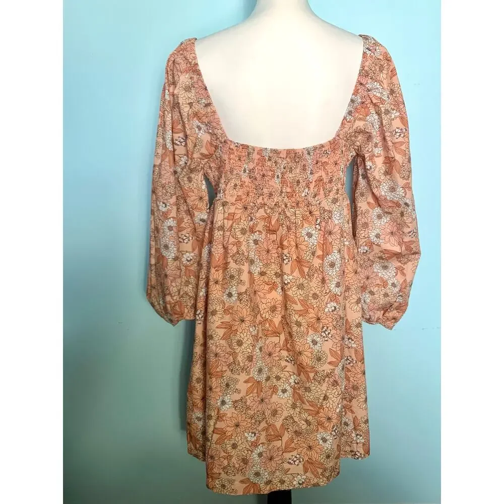 J. Crew Squareneck Cotton Poplin Dress in Zinnia Floral Size Large